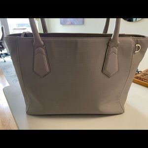 Well loved Dagne Dover Signature Tote bag in Bleeker Blush (Classic size).